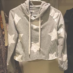Grey hooded crop top
